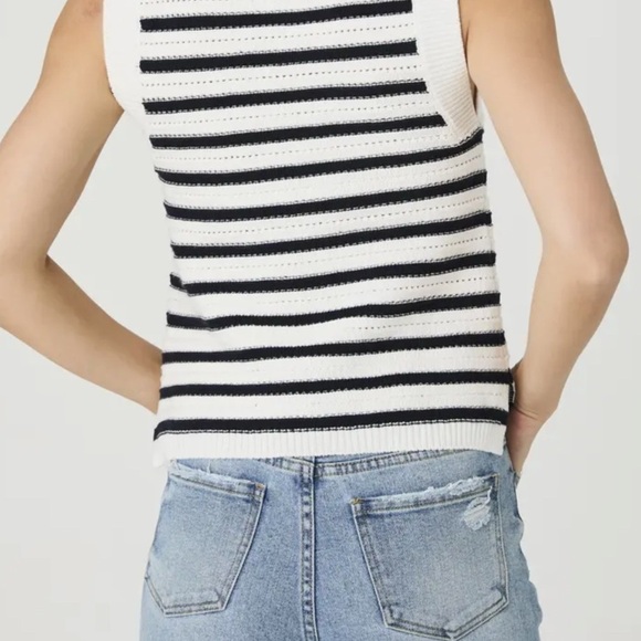 NWT French Connection Mozart Stripe Sleeveless Cotton Sweater Vest sz L - Picture 8 of 8